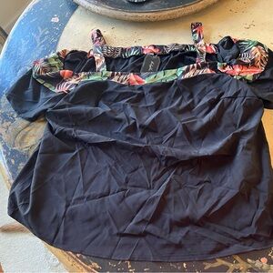 Black tropical top and shorts